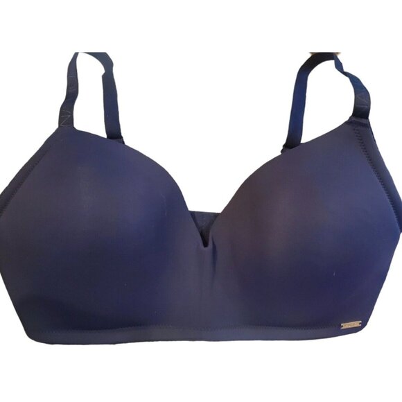 Nautica Intimates Navy Blue Nylon Padded Bra Size 38 C Wire Free - Picture 2 of 7